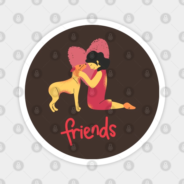 Girl and Dog Best Friends Magnet by ArtsyNav